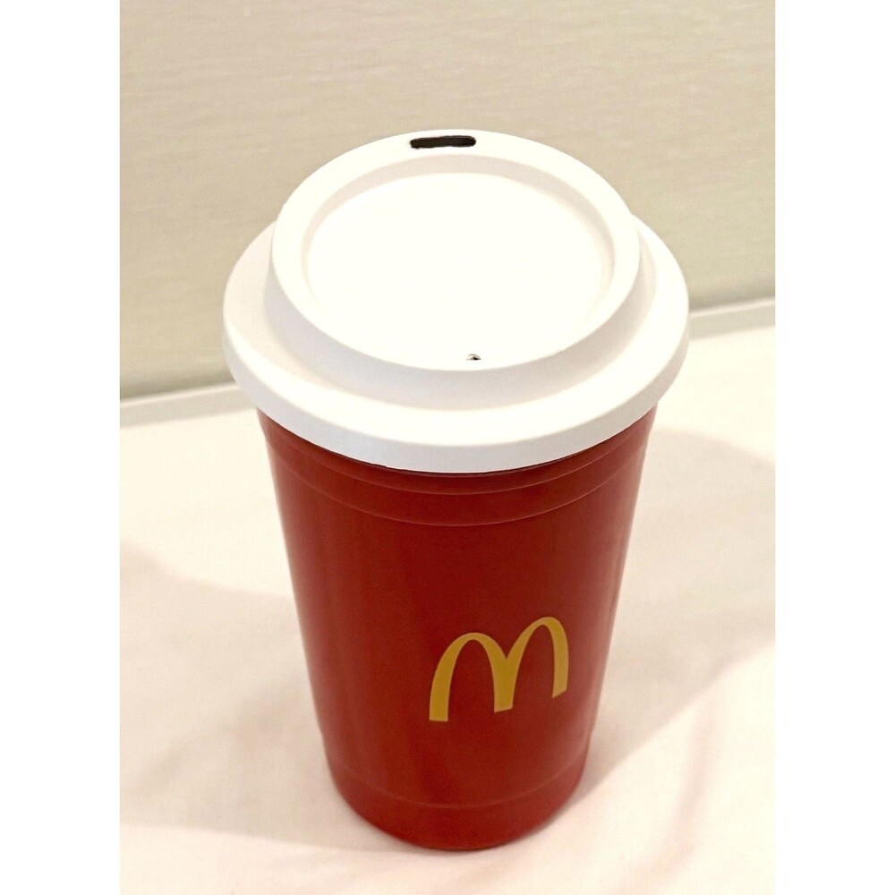 McDonald's Red Reusable Plastic Coffee Cup Travel Mug with White Lid Garyline